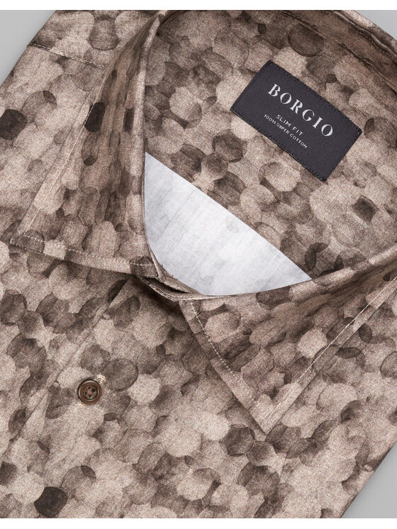 Borgio Borgio Koszula calimera_00540 Beżowy Slim Fit