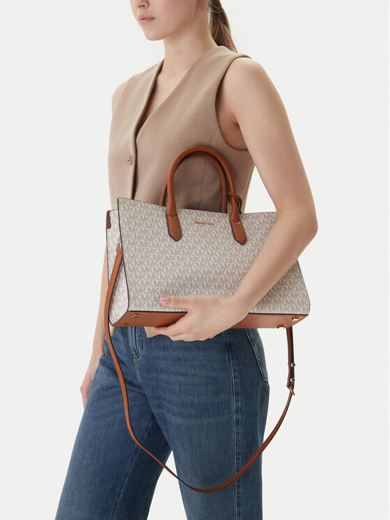 MICHAEL Michael Kors Geantă Scarlett Medium Signature Logo Satchel 30F4GETS2B Crem