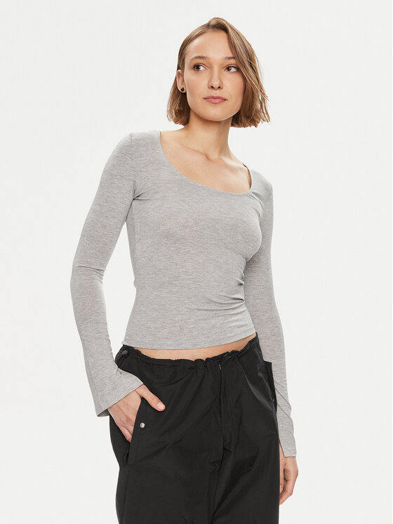 Gina Tricot Blúzka Agnes 16981 Sivá Slim Fit