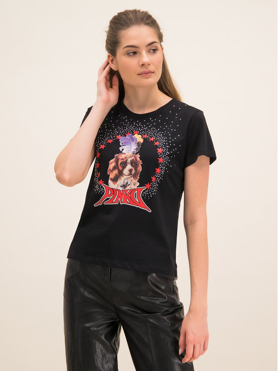 Pinko Pinko Marškinėliai Patacia T 20201 BLK01 1G14X4 Y5B7 Juoda Regular Fit