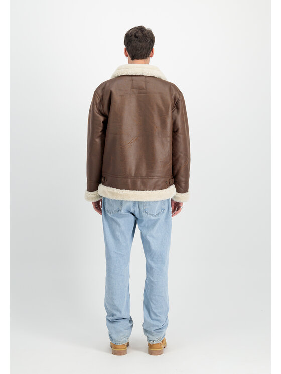 Alpha Industries Alpha Industries Kurtka skórzana B-3 Faux Leather Bomber Jacket Brązowy Regular Fit