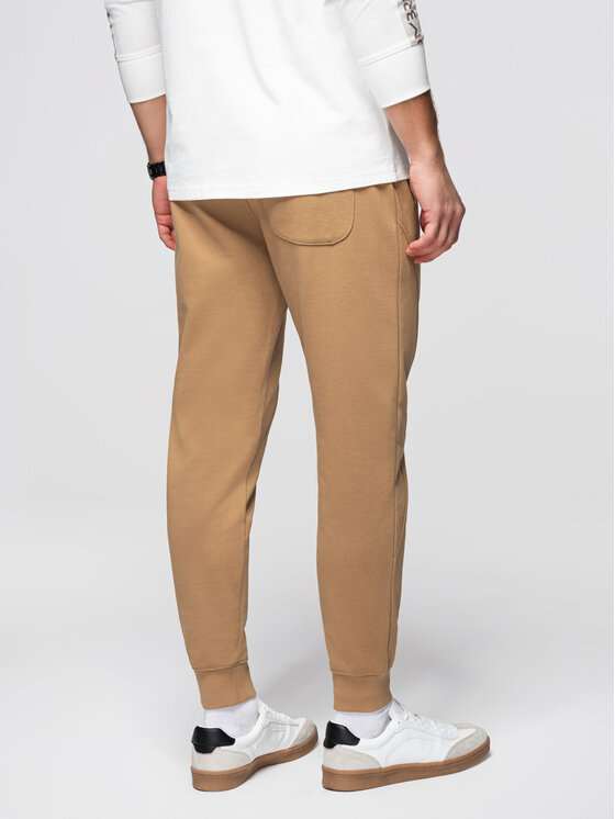 Ombre Ombre Spodnie dresowe OM-PABS-0305 Brązowy Regular Fit