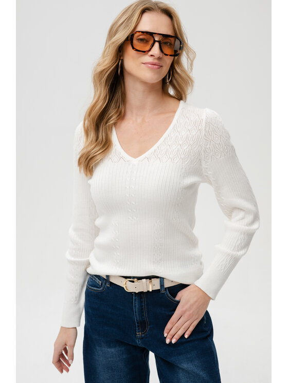 blue shadow blue shadow Sweter Xava Biały Regular Fit