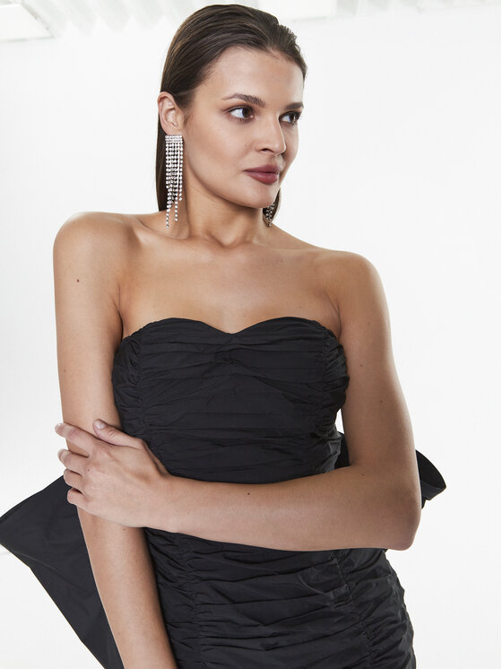 ROTATE ROTATE Kokteiļkleita Taft Pleated RT2494 Melns Slim Fit