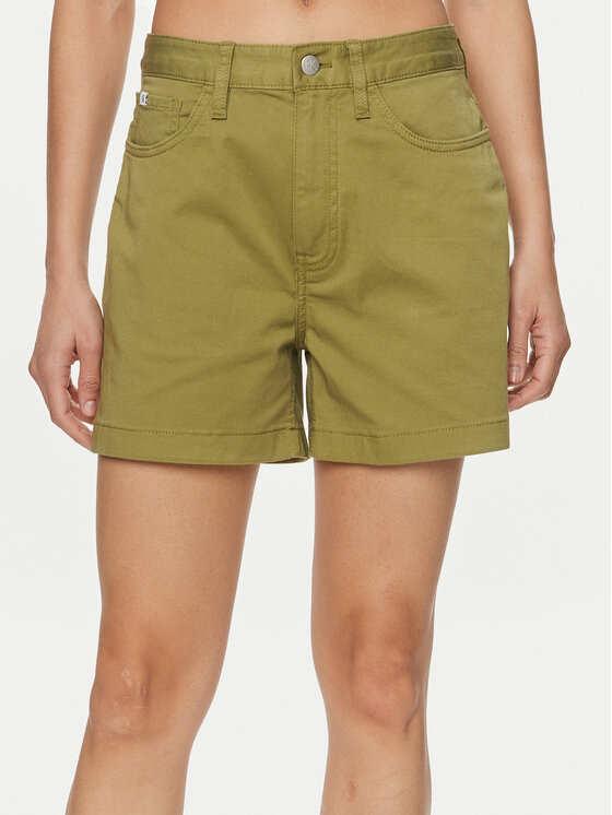 Calvin Klein Jeans Bavlnené šortky J20J223135 Zelená Mom Fit