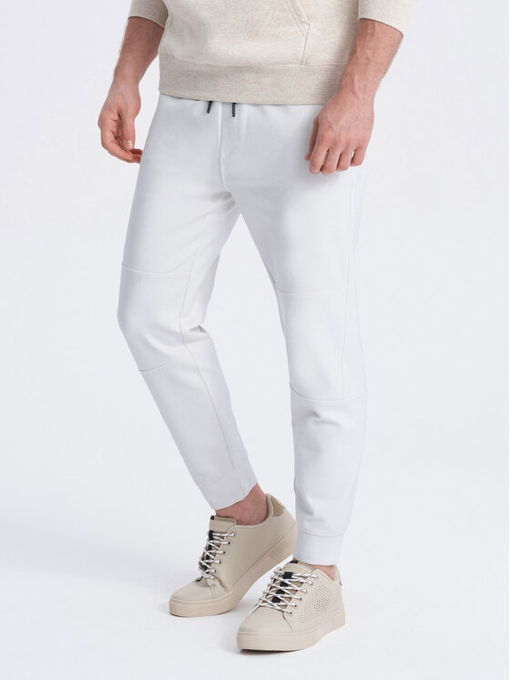 Ombre Ombre Spodnie dresowe OM-PASK-0142 Biały Regular Fit