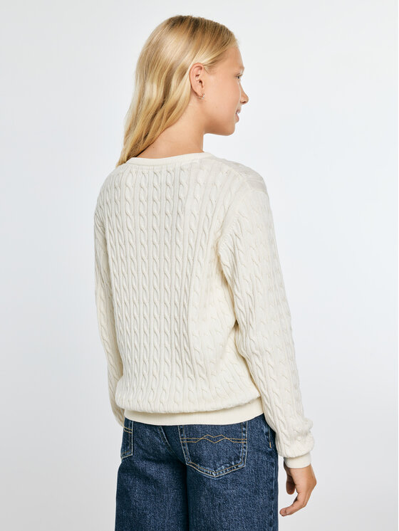 BIG STAR BIG STAR Sweter KARISITA Kremowy Basic Fit