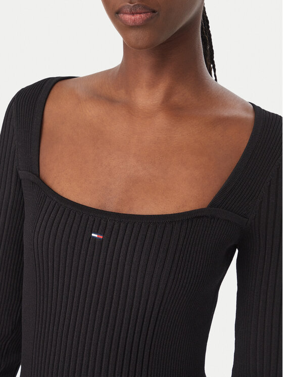 Tommy Jeans Tommy Jeans Плетена рокля DW0DW23329 Черен Slim Fit