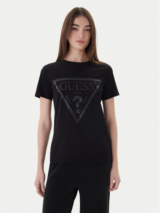 Guess Guess Tricou V2YI07 K8HM0 Negru Regular Fit
