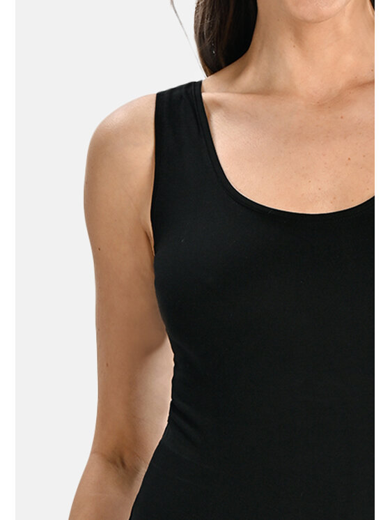 Teyli Teyli Body damskie na szerokich ramiączkach Esme Czarny Regular Fit