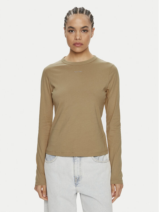 Calvin Klein Blúzka Nano Logo K20K207572 Béžová Regular Fit