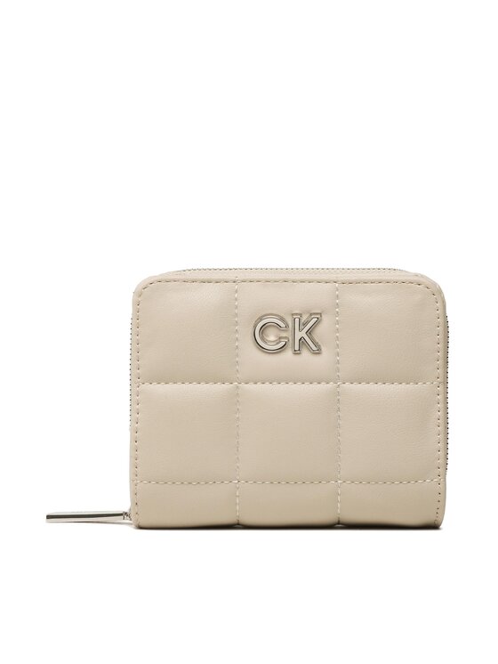 Calvin Klein Малък дамски портфейл Re-Lock Quilt Wallet Md W/Flap K60K610664 Бежов