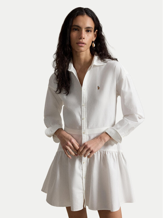 Polo Ralph Lauren Polo Ralph Lauren Srajčna obleka 211B22755002 Bela Regular Fit