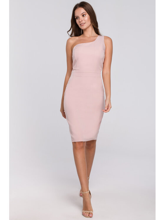 Makover Makover Elegantné šaty K003 Ružová Regular Fit