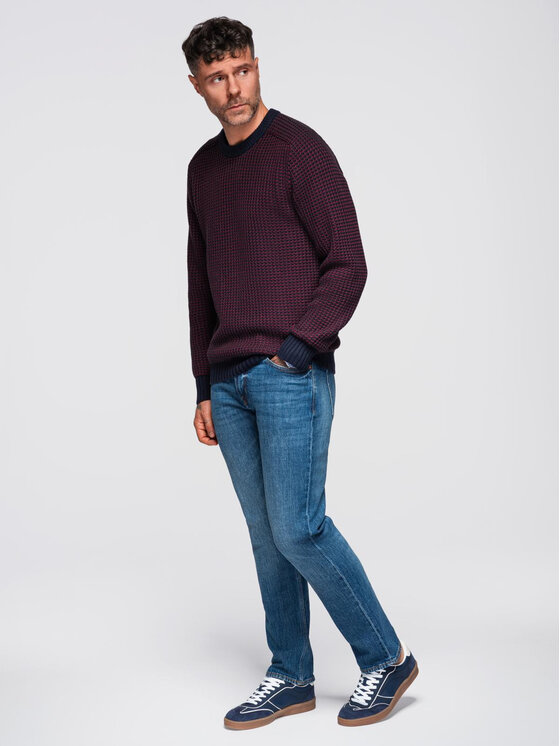 Ombre Ombre Svetr OM-SWSW-0122 Červená Regular Fit
