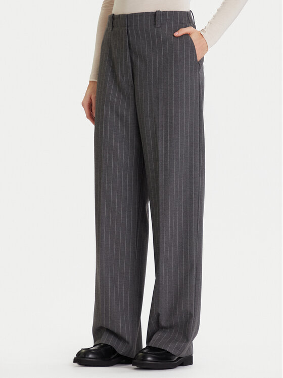 Tommy Hilfiger Tommy Hilfiger Hlače iz tkanine WW0WW47550 Siva Wide Leg