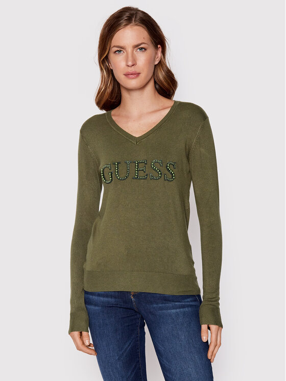 Guess Pulover W2YR26 Z2NQ0 Zelena Regular Fit
