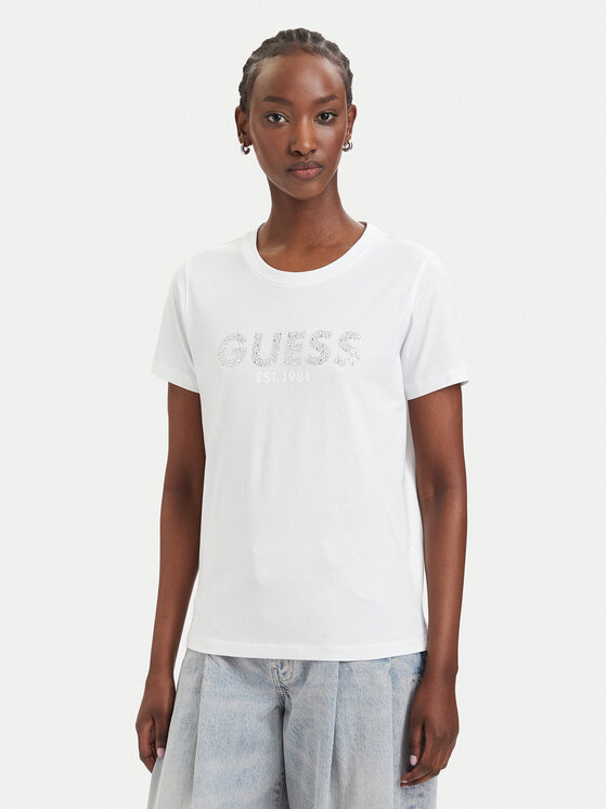 Guess Tricou W6GI15 K3035 Alb Regular Fit