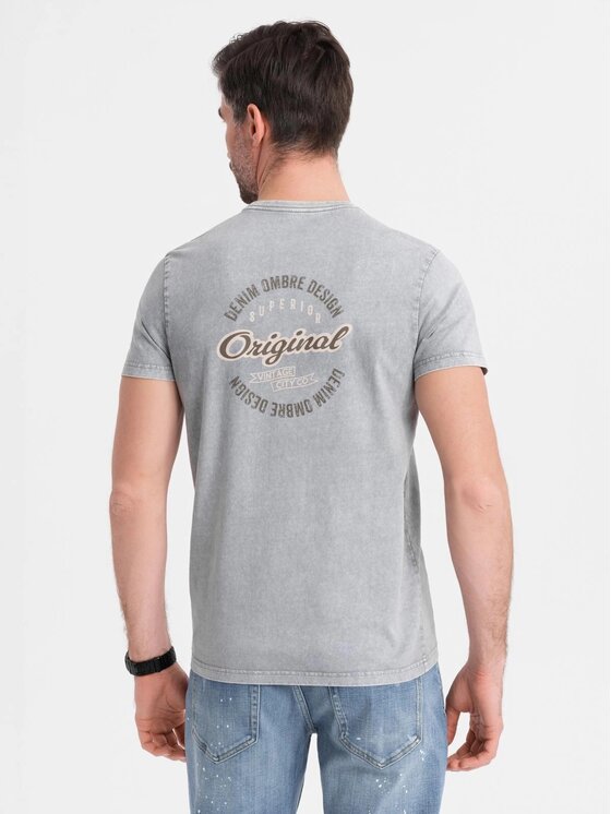 Ombre Ombre T-Shirt OM-TSWT-0201 Szary Regular Fit