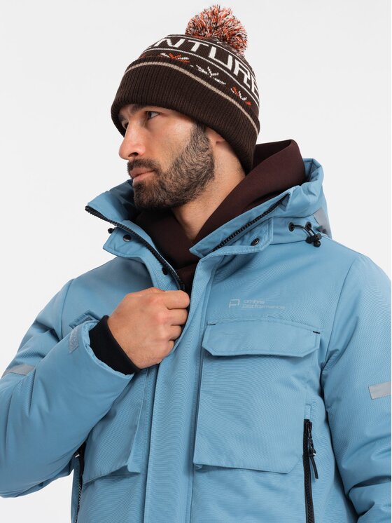 Ombre Ombre Parka OM-JALJ-0169 Niebieski Regular Fit