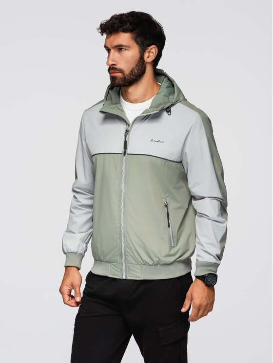 Ombre Ombre Kurtka przejściowa OM-JANP-0228 Szary Regular Fit