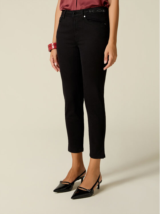 Oltre Oltre Pantaloni di tessuto P728R209292N033 Nero Skin Fit