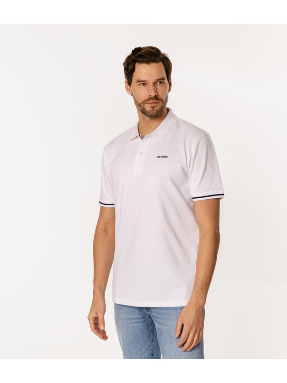 Lee Cooper Lee Cooper Polo TOMM 5026 Biały Regular Fit