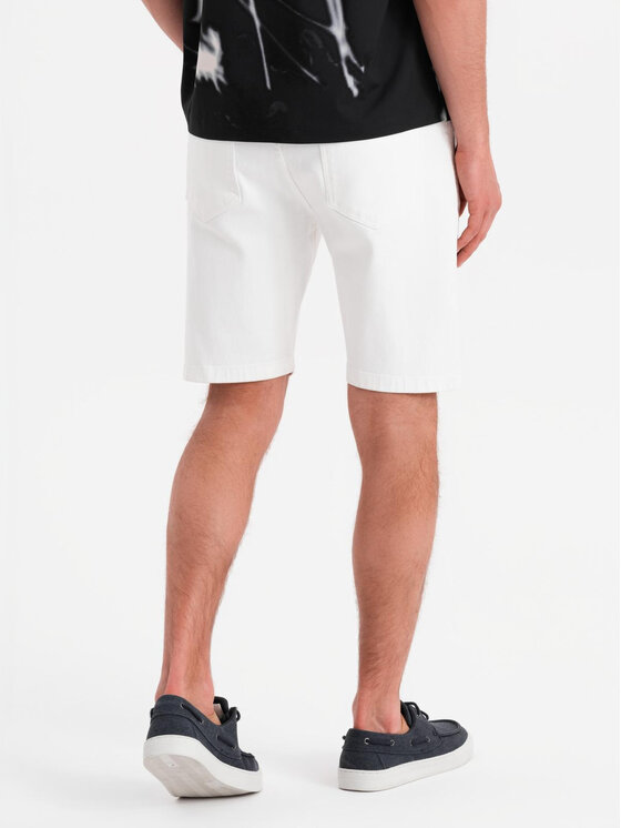 Ombre Ombre Szorty jeansowe OM-SRDS-0171 Biały Regular Fit
