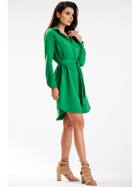 Awama Awama Sukienka letnia A568 Zielony Basic Fit