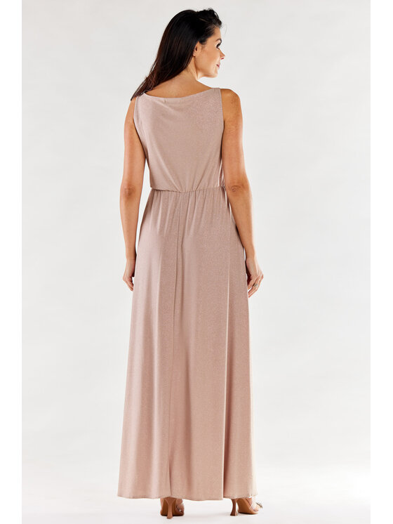 Awama Awama Sukienka wieczorowa A553 Beżowy Basic Fit