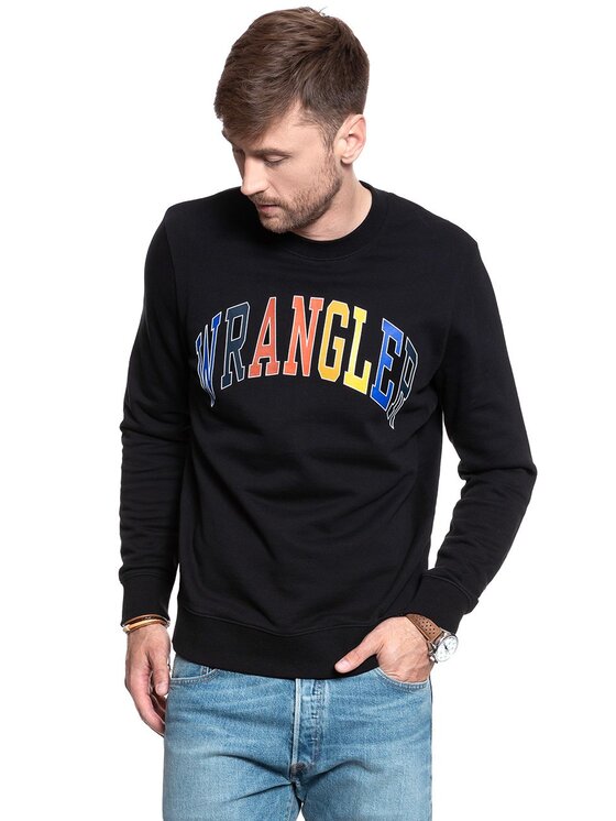 Wrangler Wrangler Bluza LOGO SWEAT Czarny Regular Fit