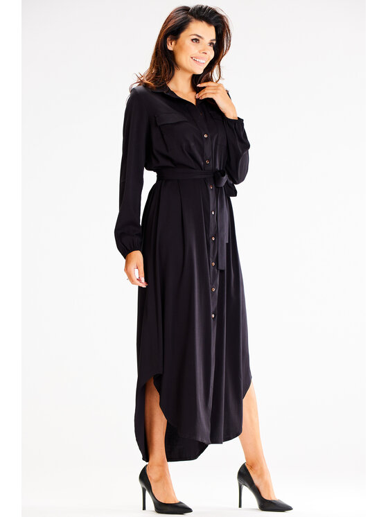 Awama Awama Sukienka letnia A601 Czarny Basic Fit