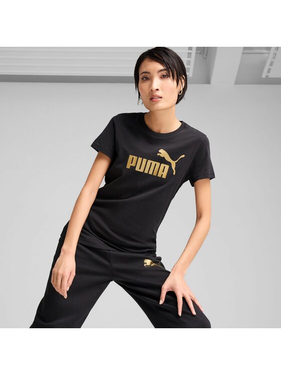Puma Puma T-Shirt Ess Metallic No. 1 Logo Tee 631536 Czarny Regular Fit