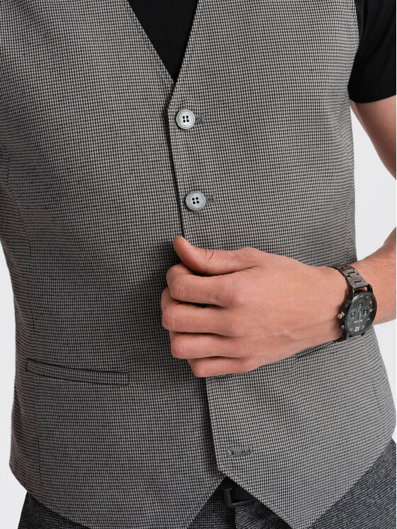 Ombre Ombre Kamizelka OM-BLZV-0111 Szary Fitting Fit