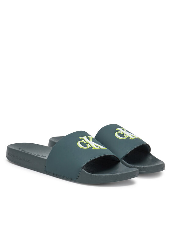 Calvin Klein Jeans Calvin Klein Jeans Klapki Slide Jelly Mono Pu YM0YM01281 Zielony