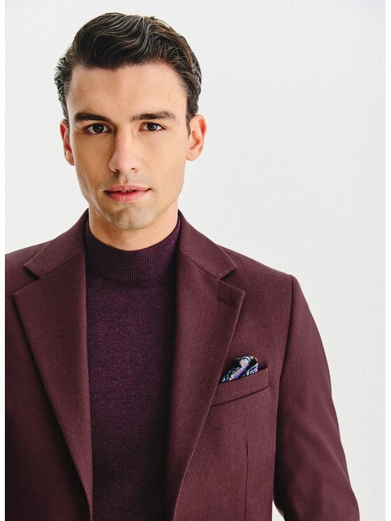 Pako Lorente Pako Lorente Marynarka P25WP-3X-029 Bordowy Slim Fit