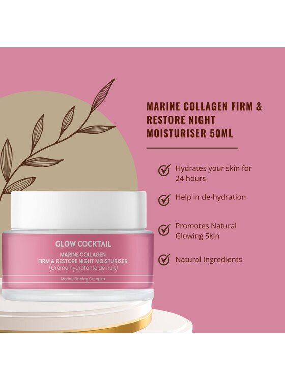 Glow Cocktail Glow Cocktail Krem Nocny Kolagen Morski – Ujędrniający 50 ml Pielęgnacja na noc