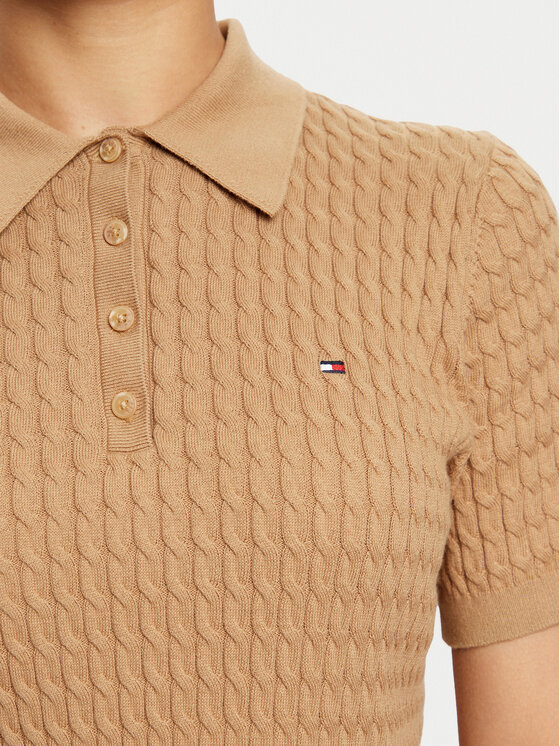 Tommy Hilfiger Tommy Hilfiger Тениска с яка и копчета WW0WW43957 Бежов Regular Fit