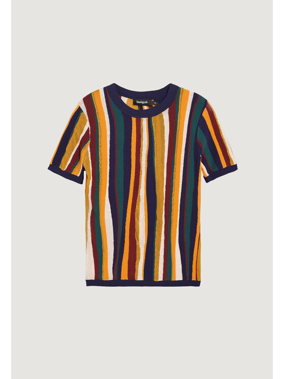 Desigual Desigual T-Shirt TS_STRIPES_LACROIX Żółty Casual Fit