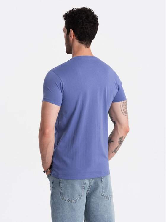 Ombre Ombre T-Shirt OM-TSBS-0145 Fioletowy Regular Fit