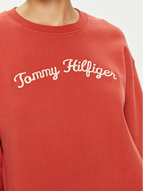 Tommy Hilfiger Tommy Hilfiger Pulóver Modern Script WW0WW42615 Piros Regular Fit