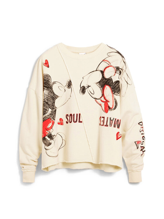 Desigual Desigual Bluza Muak Mickey 26SWSK17 Beżowy Relaxed Fit