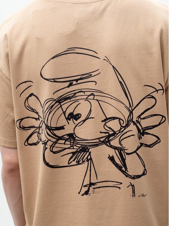 Smerfy Smerfy T-Shirt Szeroka Luźna Gargamel 128801 Beżowy Oversize