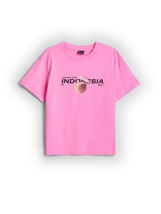 4F 4F T-Shirt T-SHIRT GALLERY Różowy Loose Fit