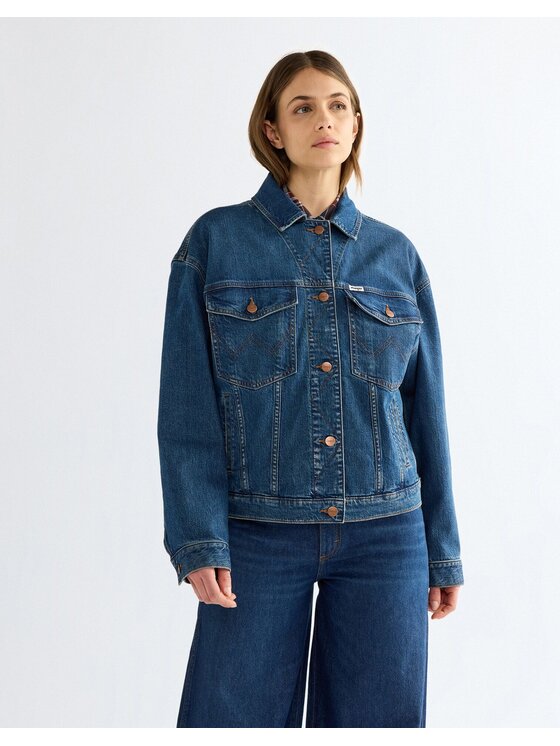 Wrangler Wrangler Kurtka jeansowa COWGIRL JACKET Niebieski Regular Fit