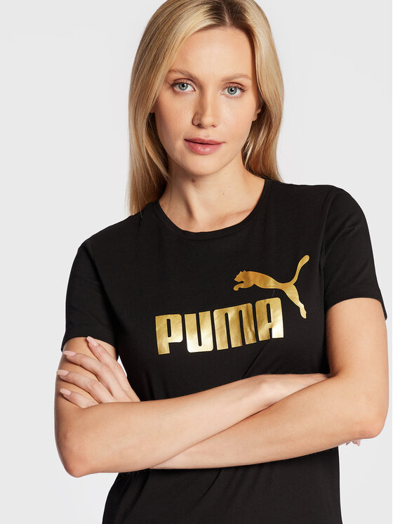 Puma Tricou Essentials Metallic Logo 848303 Negru Regular Fit
