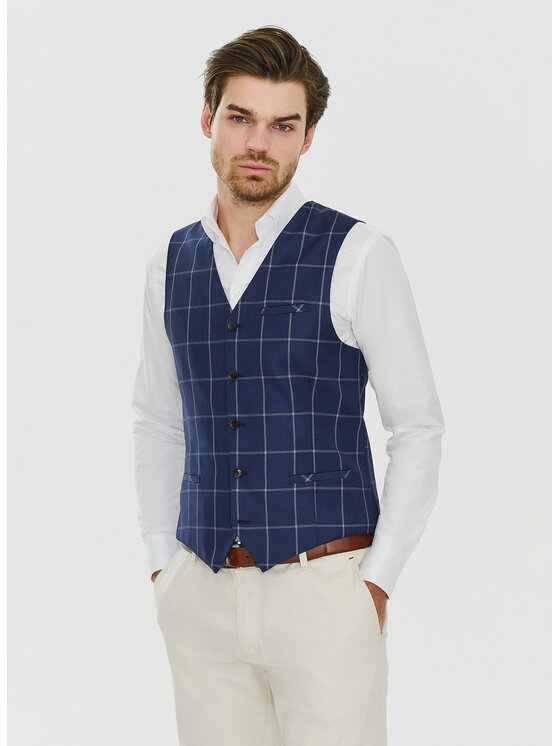 Pako Lorente Pako Lorente Kamizelka P24SF-8X-007 Granatowy Slim Fit
