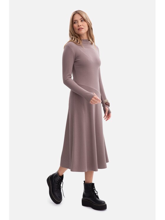 BeWear BeWear Sukienka dzianinowa b299 Brązowy Baggy Fit