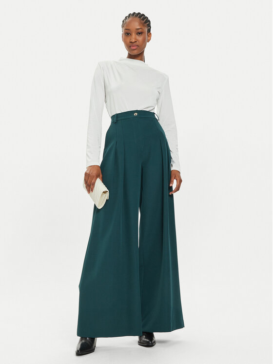 Maryley Maryley Kalhoty z materiálu 24IB579/43GU Zelená Regular Fit