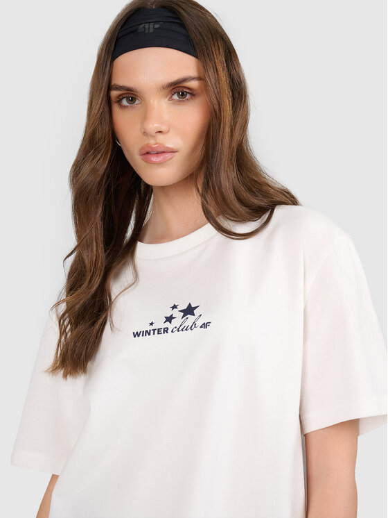 4F 4F T-Shirt SUMMIT BLISS Kremowy Oversize